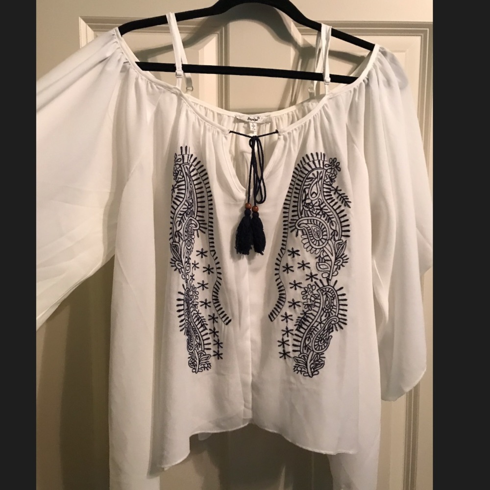 Papaya off the shoulder shirt